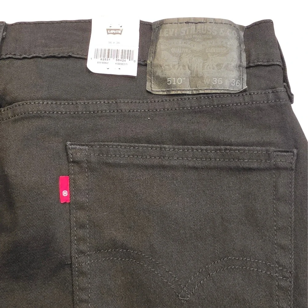 Levis Mens 510 Skinny Jeans Black Flex Stretch Performance 36x36